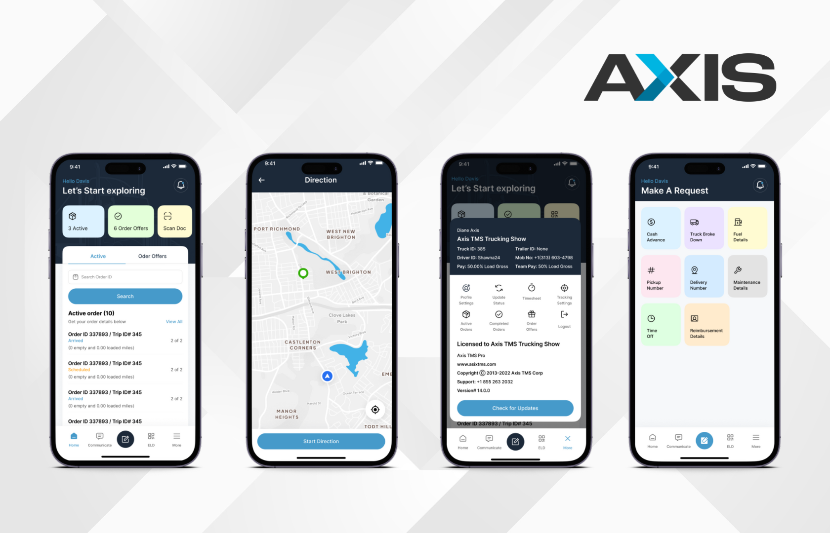 screenshot of Axis TMS